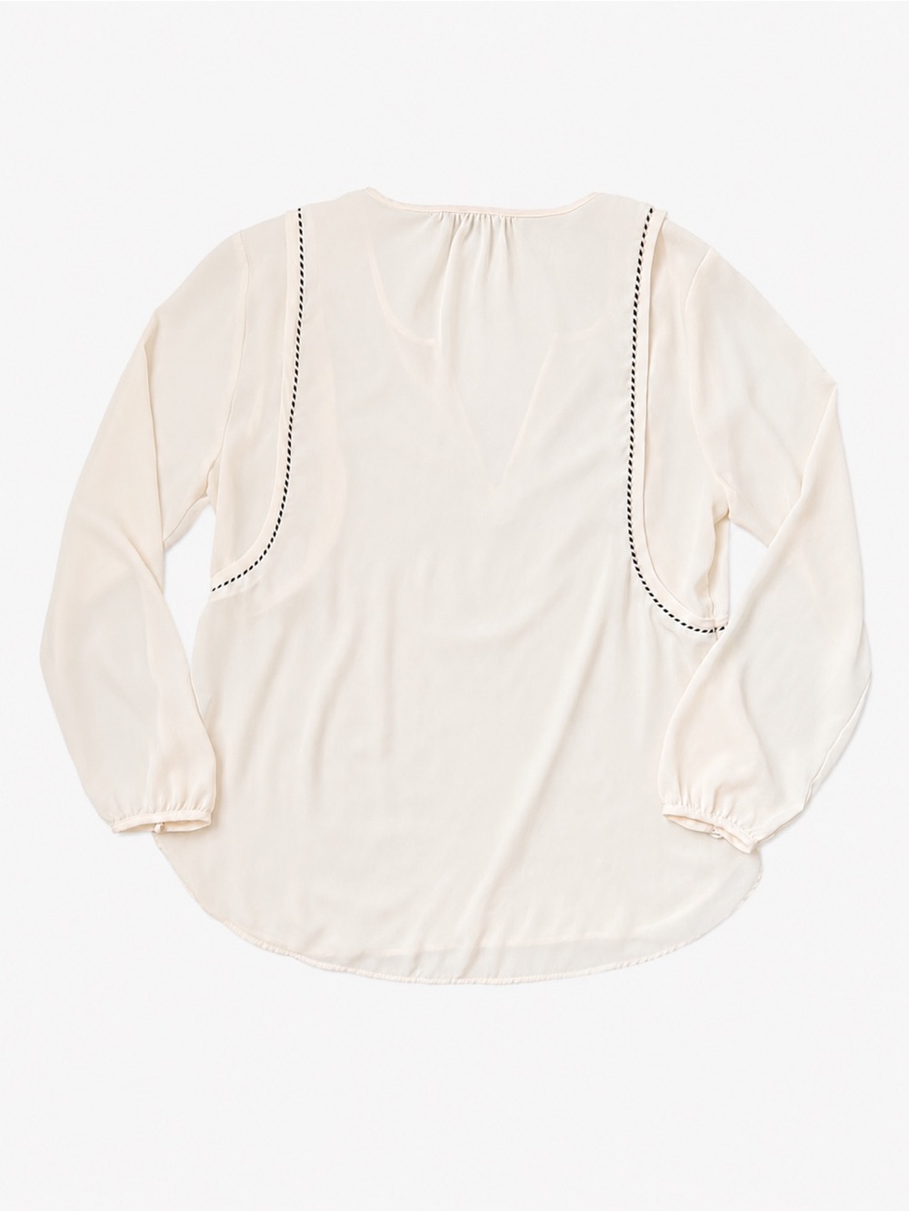 J.Crew Cream Black Trim Split Neck Blouse Size 6 - Picture 3 of 3